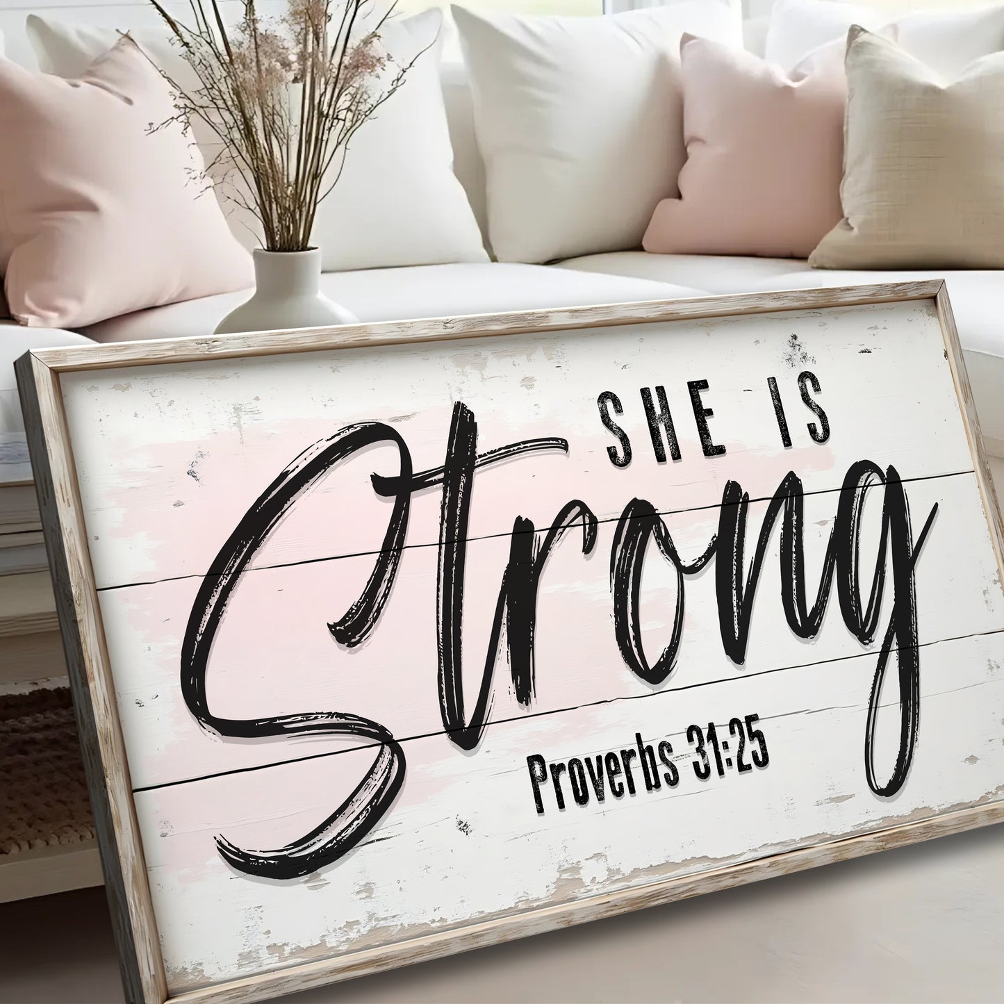 She Is Strong Psalms 34:8 Faith Sign