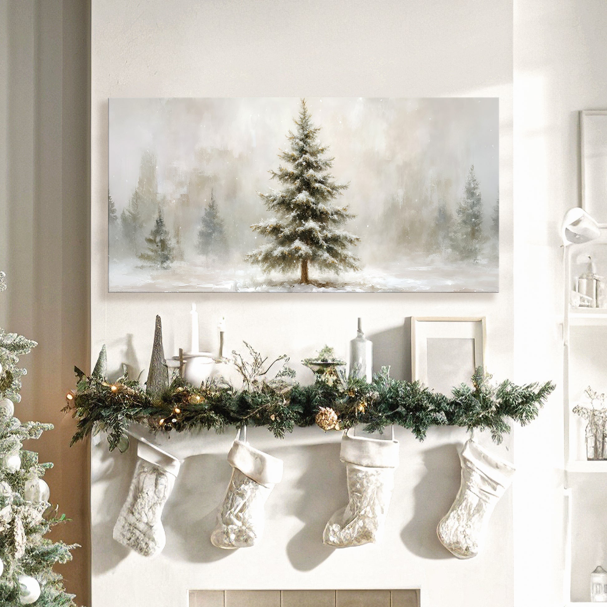 Snowy Christmas Tree Christmas Wall Art