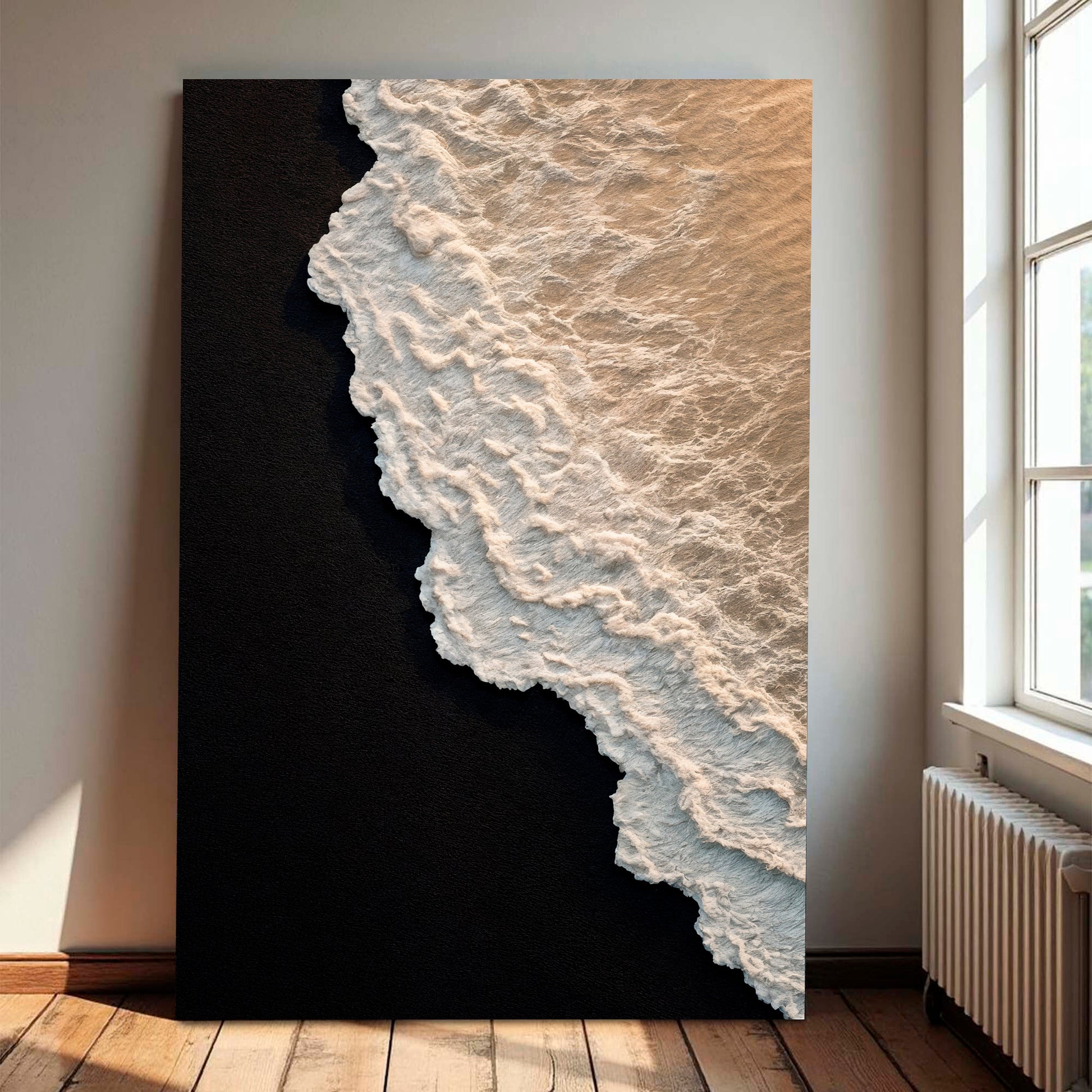 Black Sand Beach Abstract Wall Art