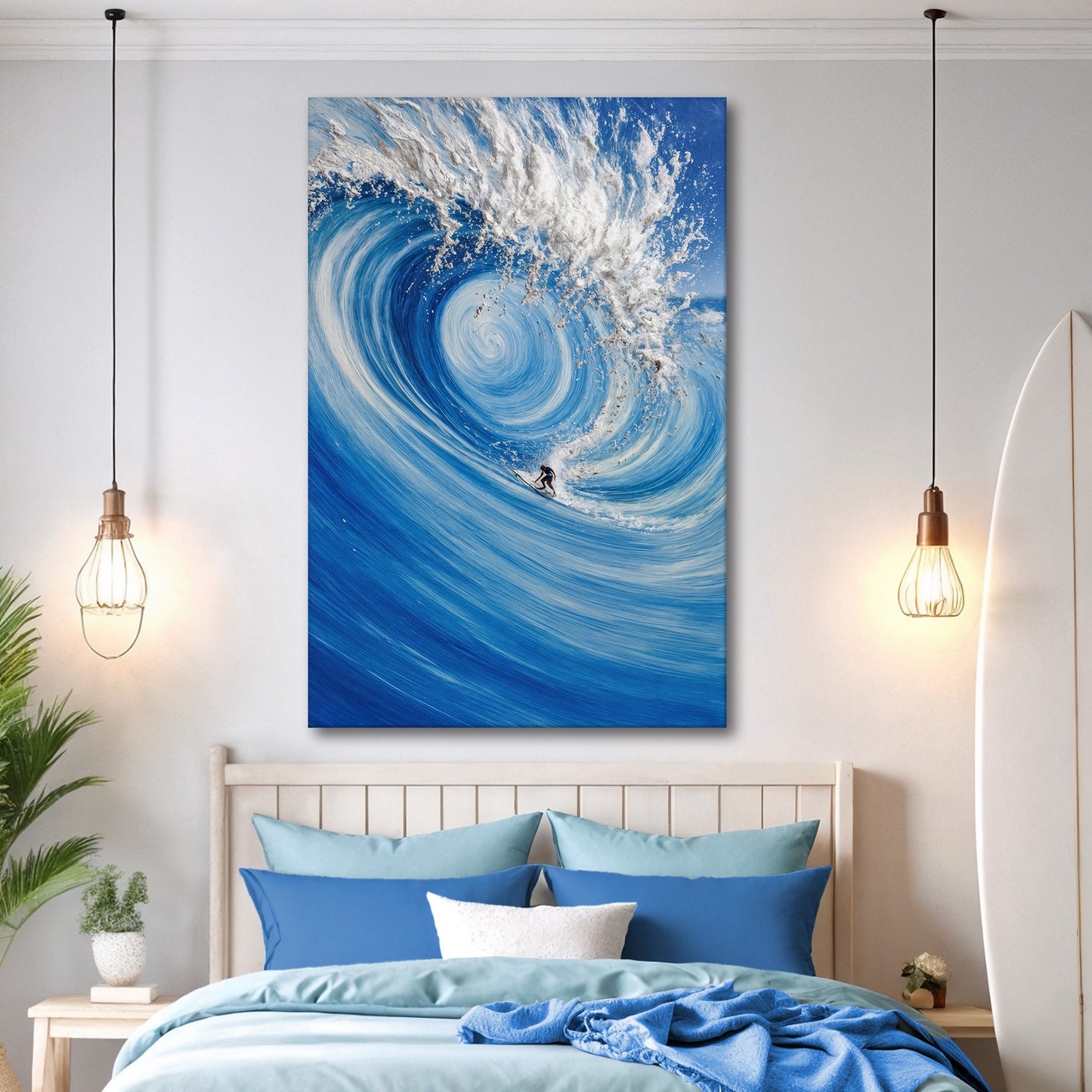 Surf’s Glory With Silver Wave Wall Art