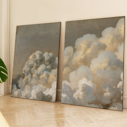 Clouds Neutral Abstract Duo Wall Art