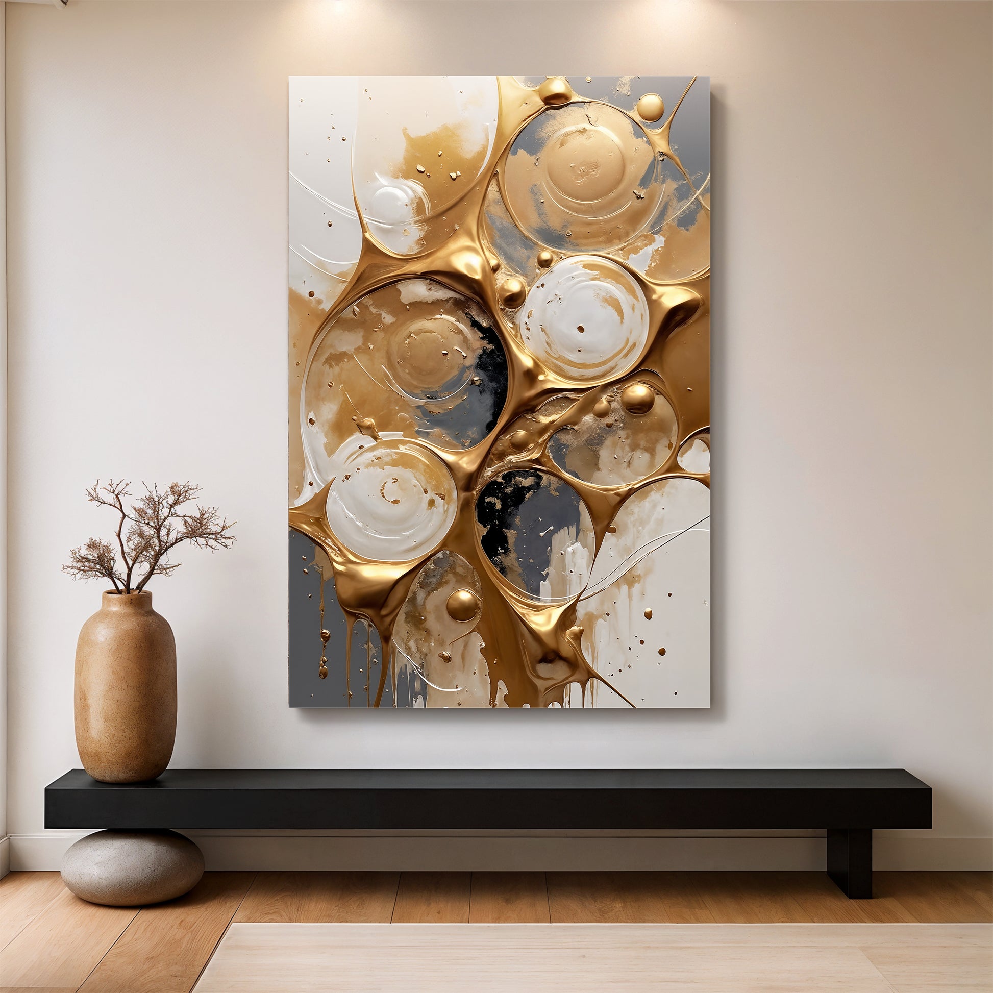 Black And Gold Abstract Splashes Wall Art