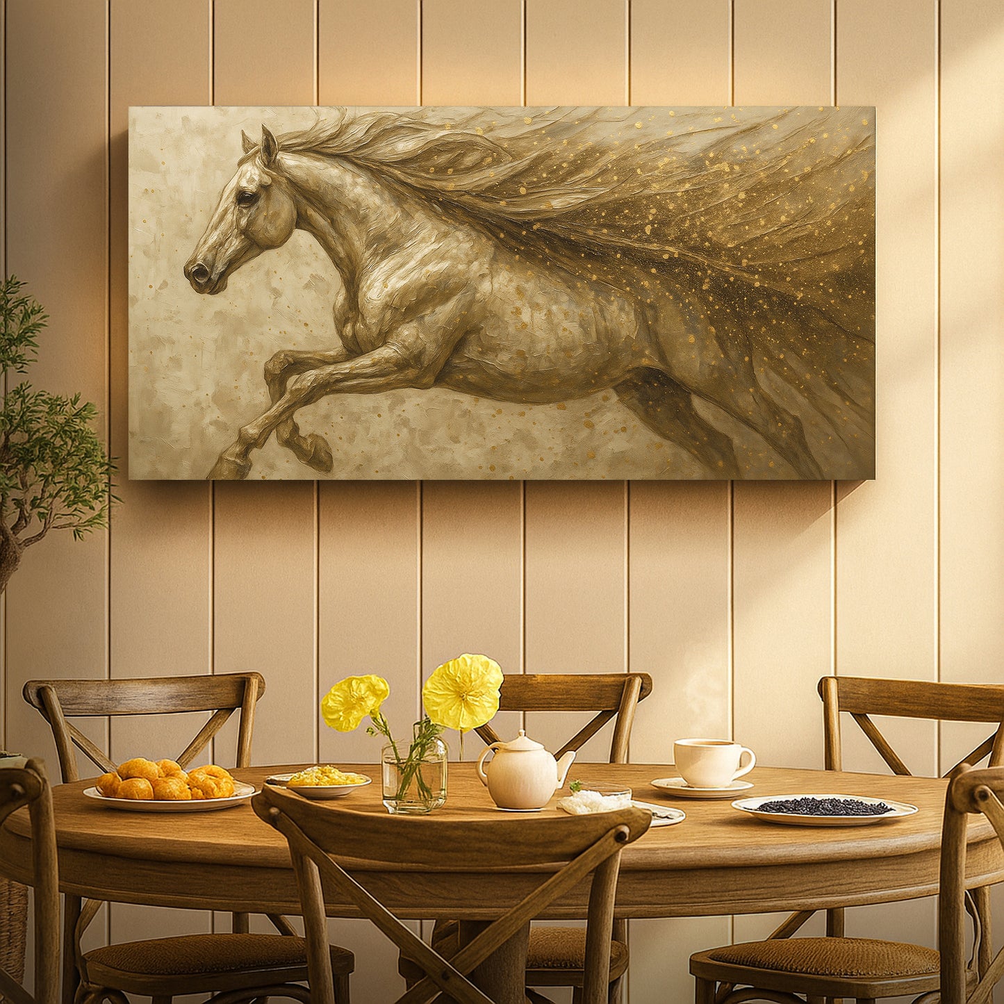 Gold Splash Horse Wall Art