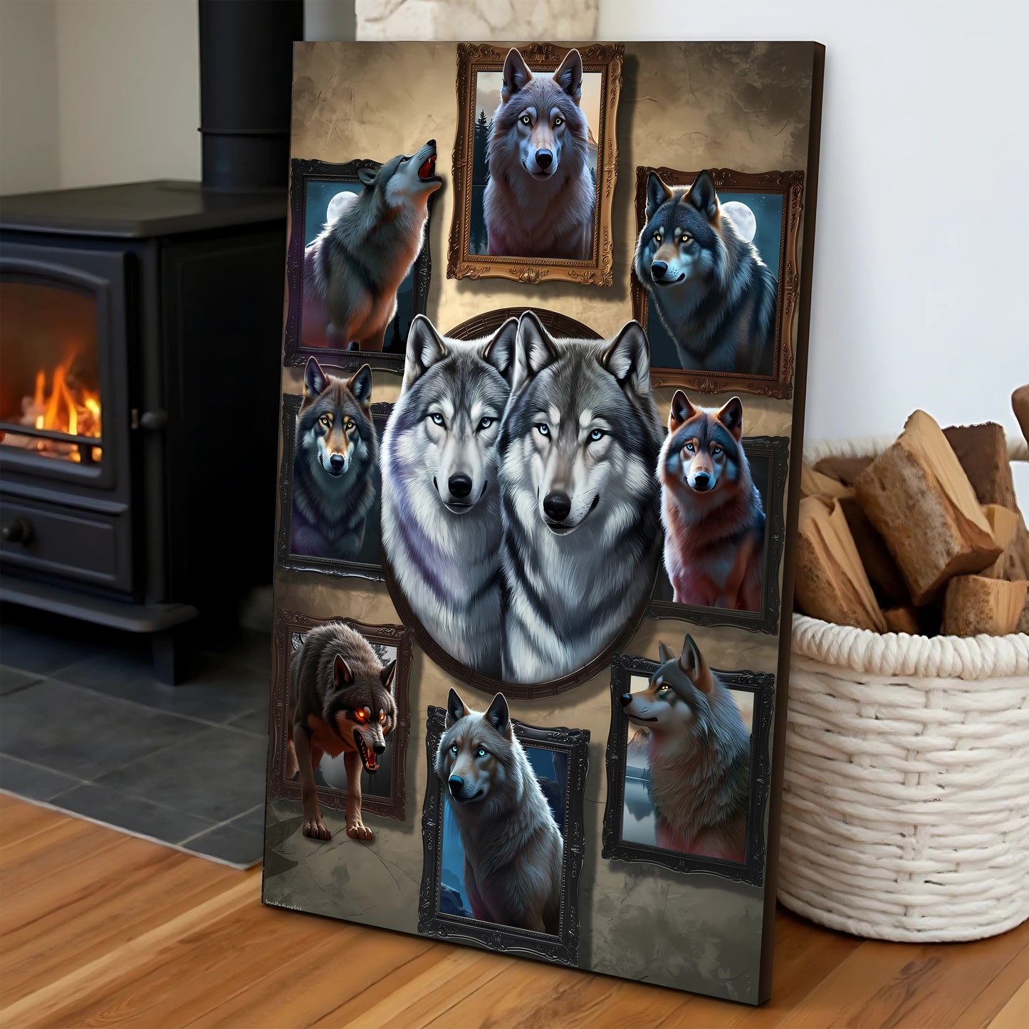 3D Wolf Collage Wall Art