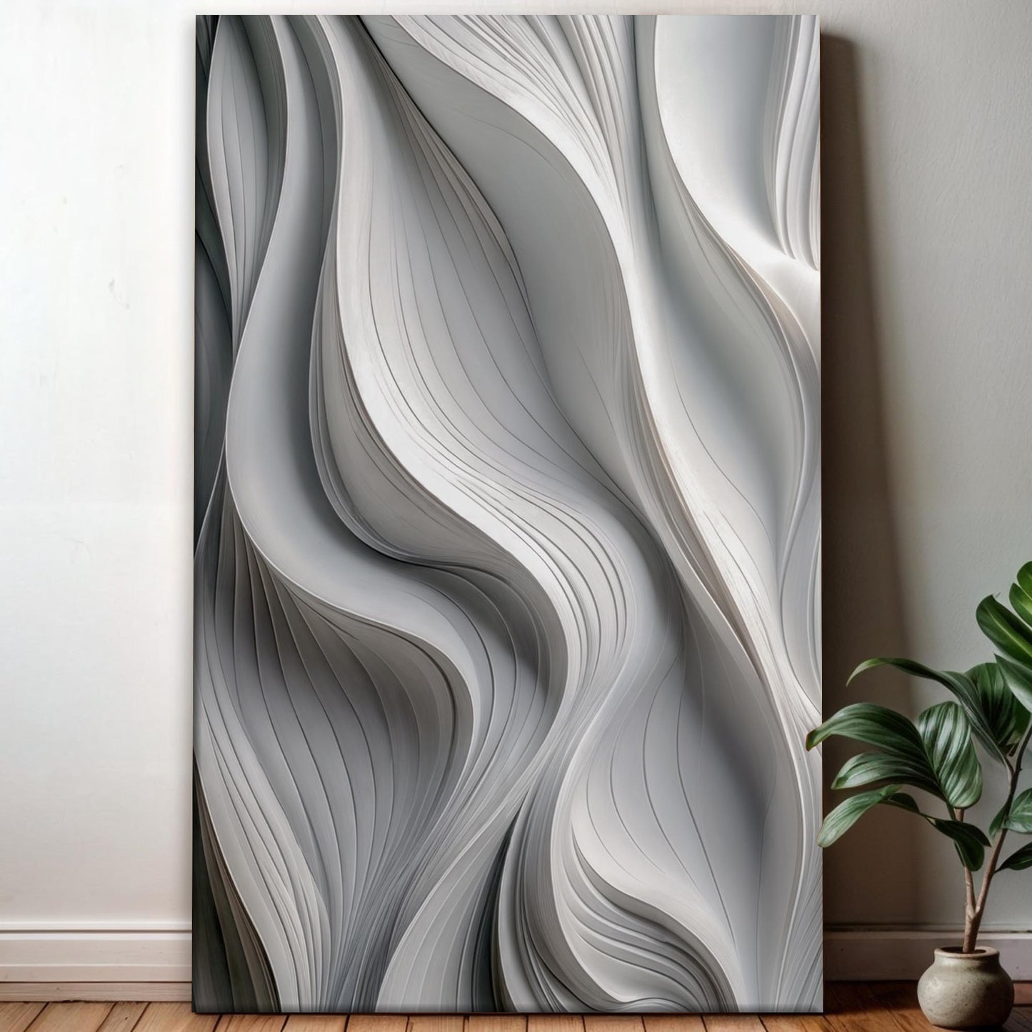 Modern Monochrome Waves Abstract Wall Art