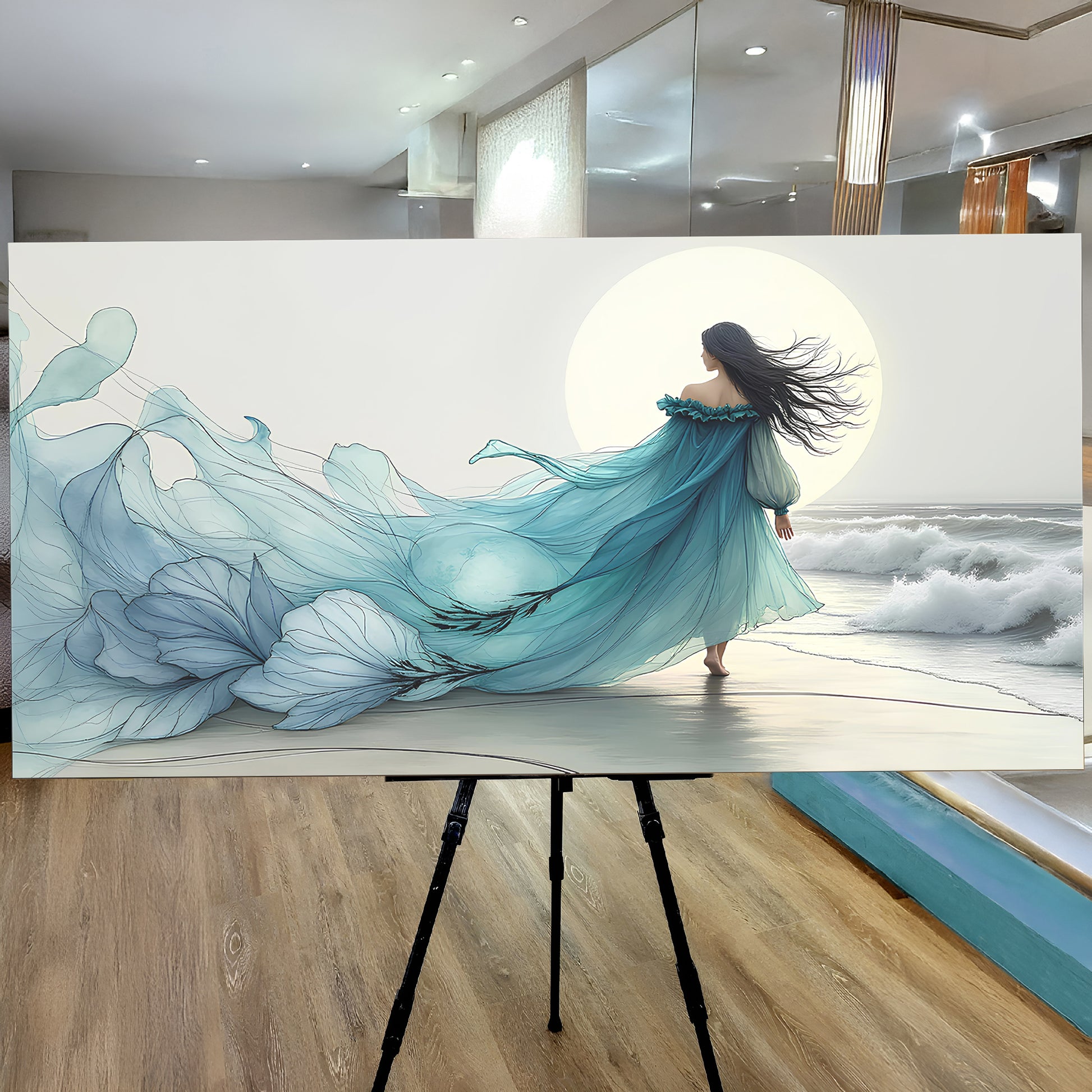 Swirling Winds by the Ocean Abstract Wall Art