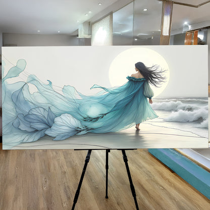 Swirling Winds by the Ocean Abstract Wall Art