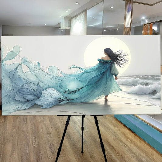 Swirling Winds by the Ocean Abstract Wall Art