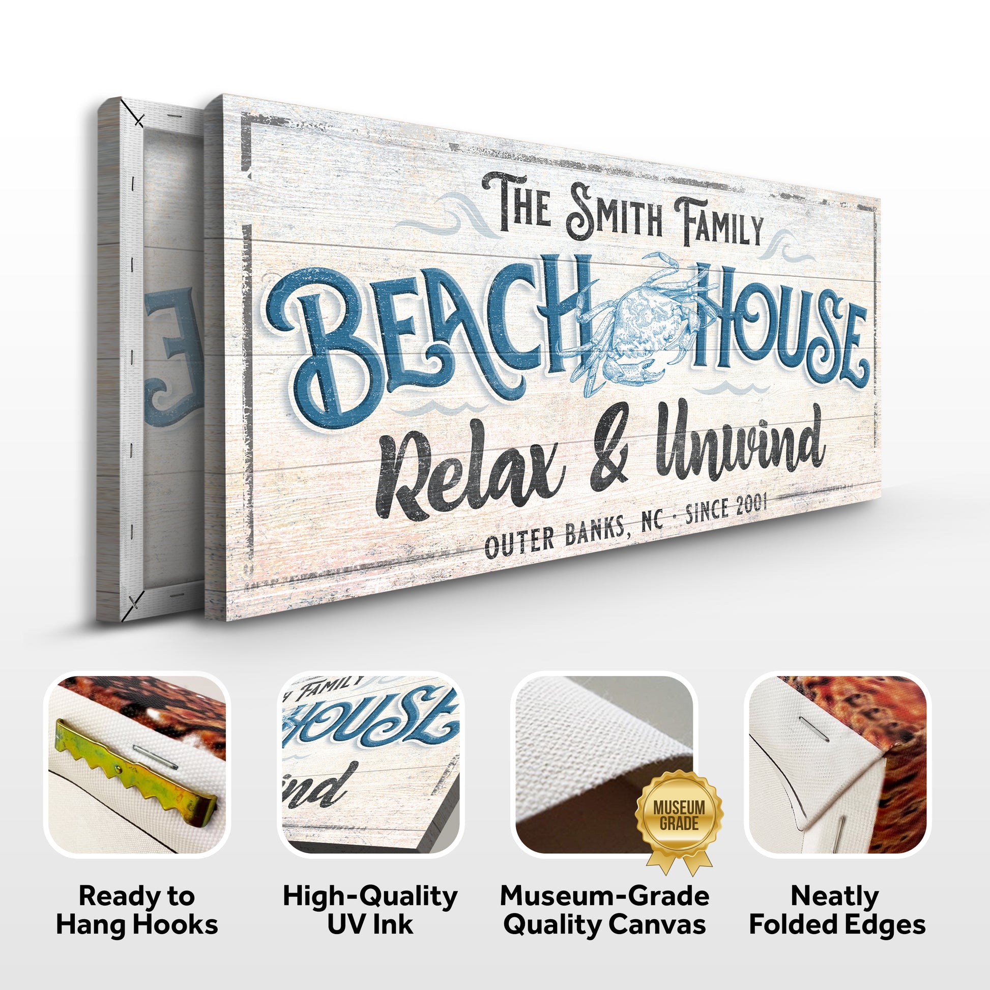 Beach House Sign IV Specs - Image by Tailored Canvases