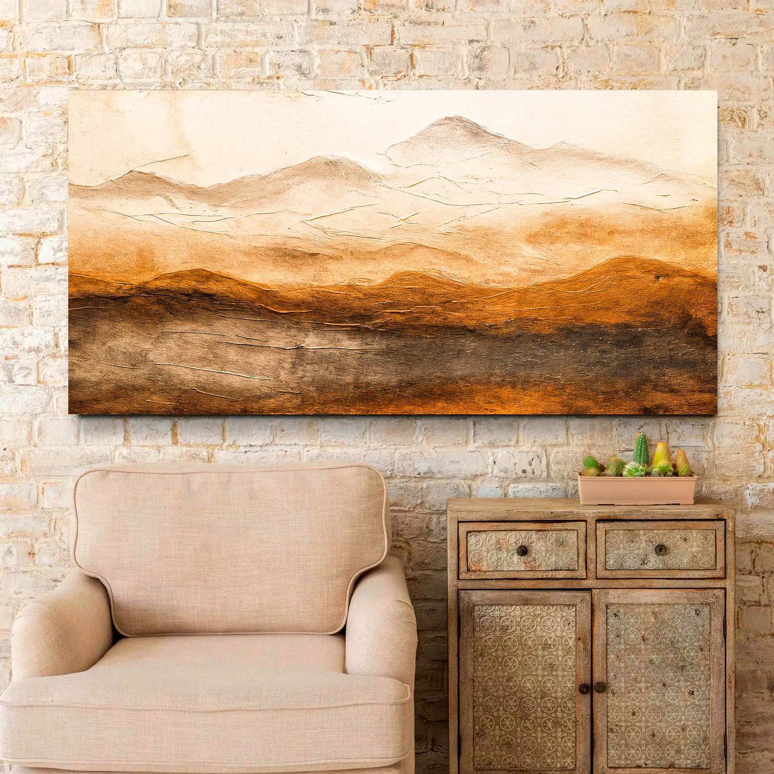 Desert Mountain Horizon Abstract Wall Art