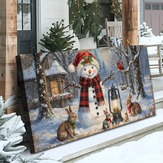Vintage Snowman in the Snow Christmas Wall Art