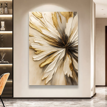 Golden Floral Abstract Wall Art