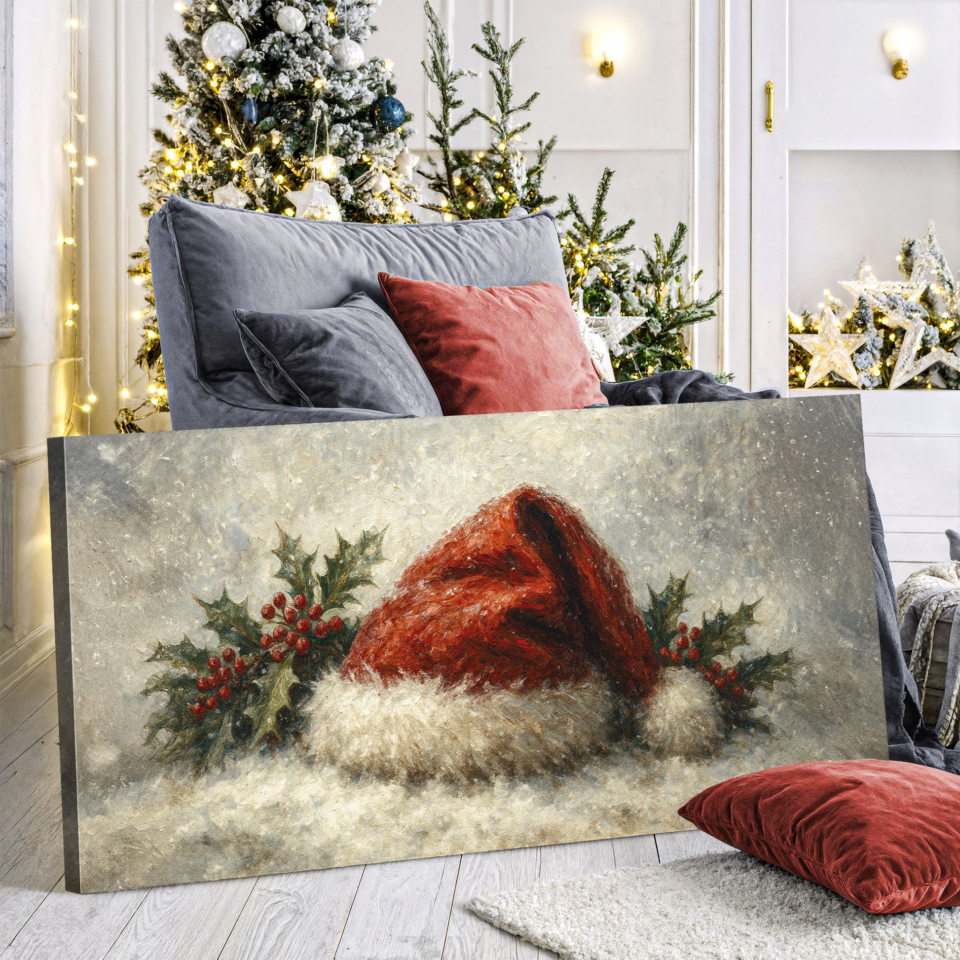 Vintage Santa Hat Christmas Wall Art