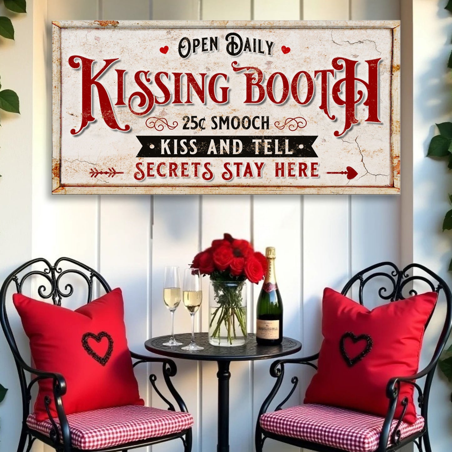 Vintage Rustic Kissing Booth Sign IV