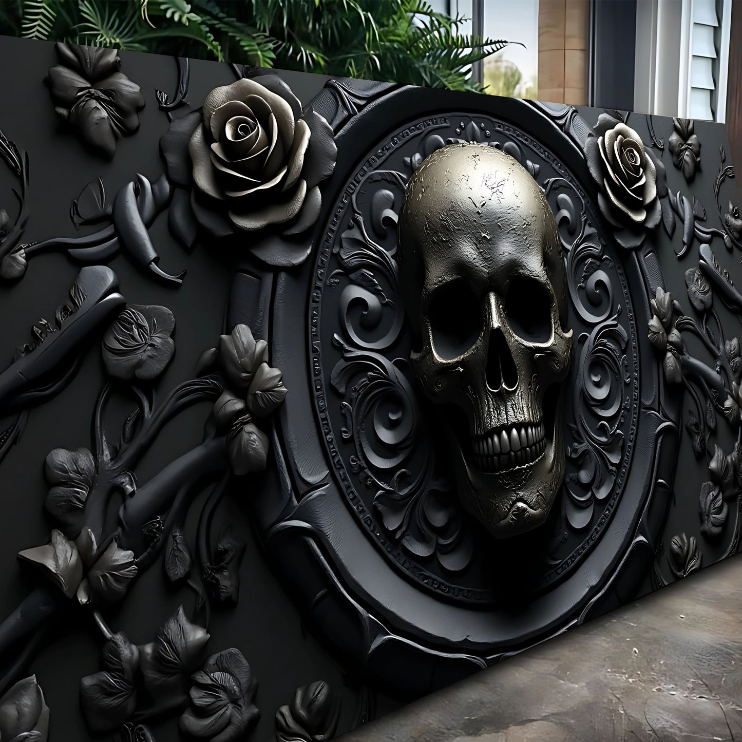 3D Rose and Skull Wall Art VI