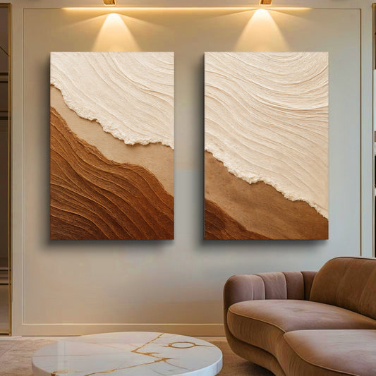 Earth Tones Waves Duo Wall Art