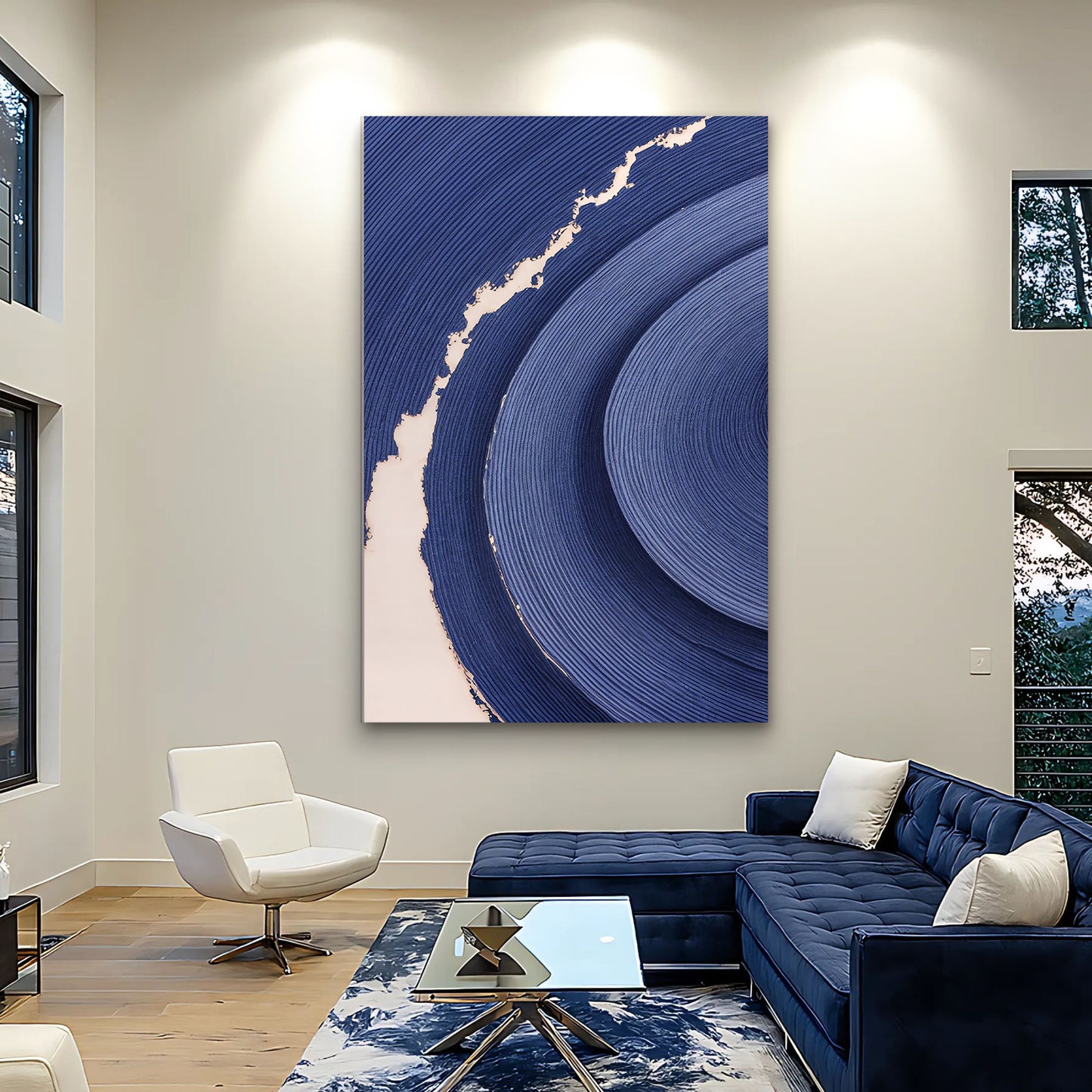 Navy Blue Acrylic Abstract Wall Art