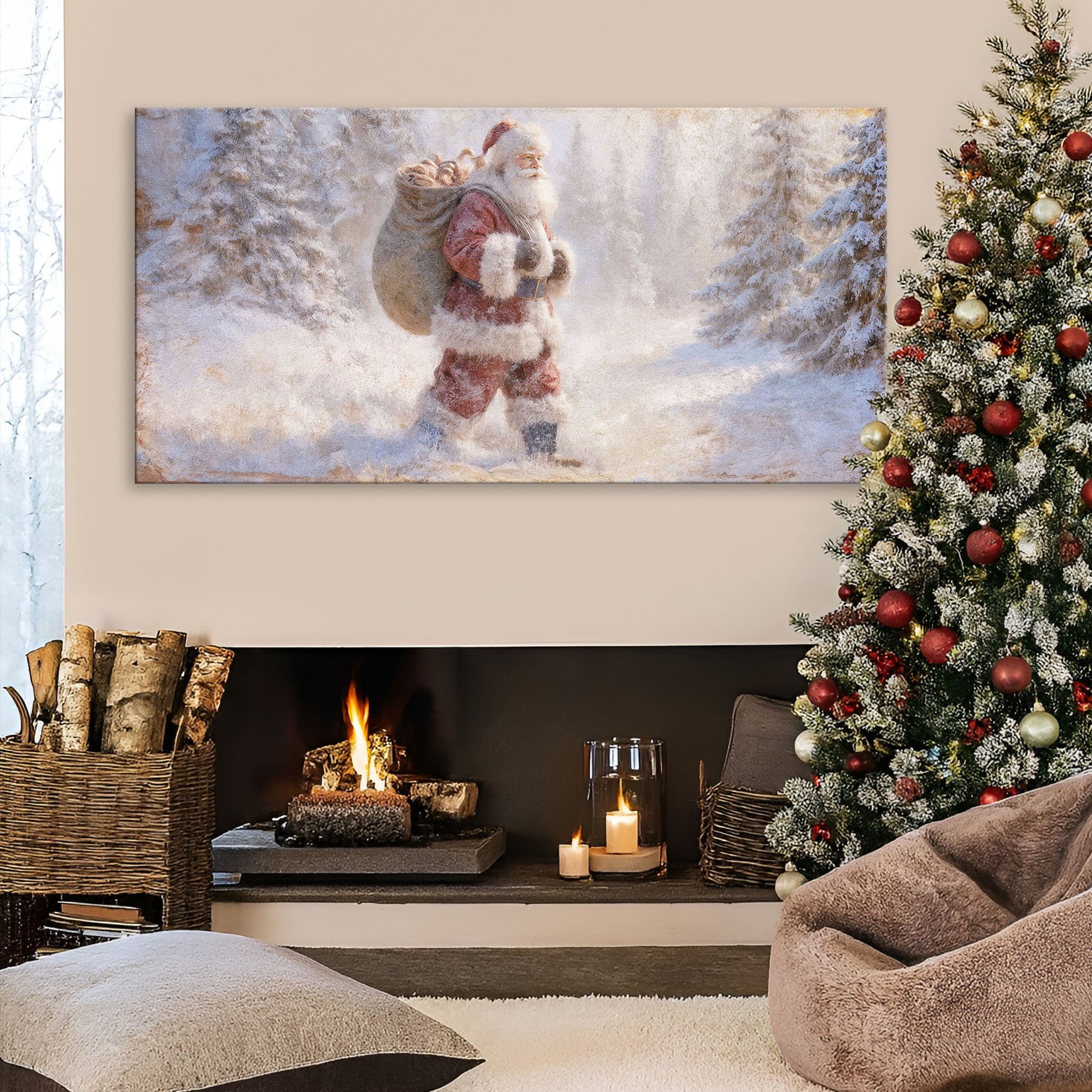 Vintage Santa in the Snow Wall Art