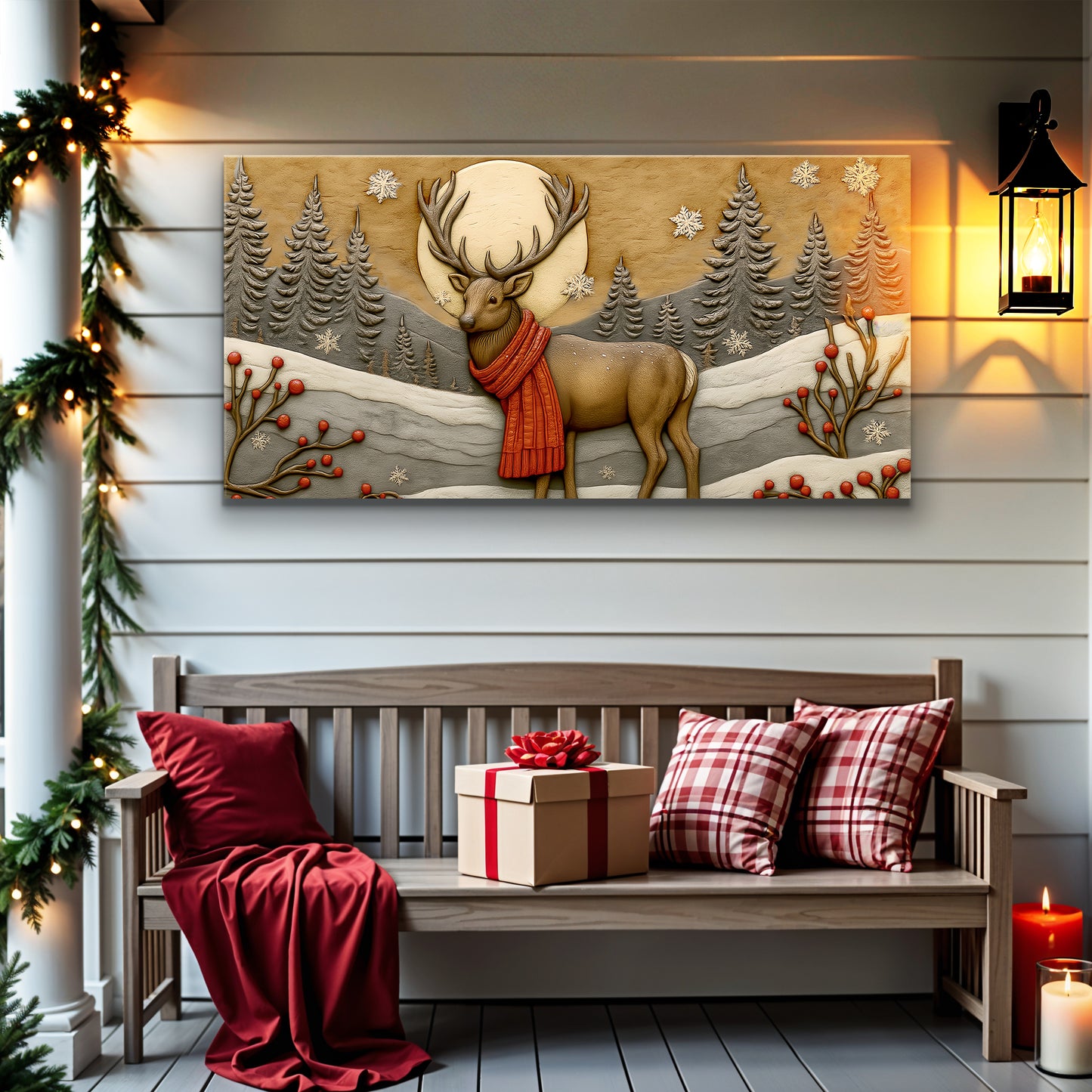Snowbound Deer Christmas Wall Art