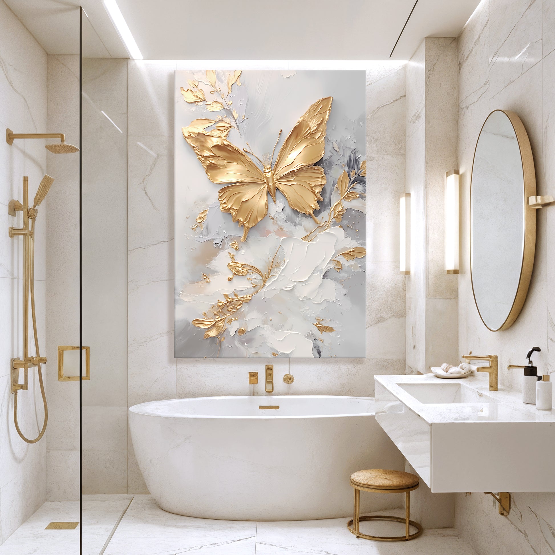 Golden Butterfly Wings Abstract Wall Art