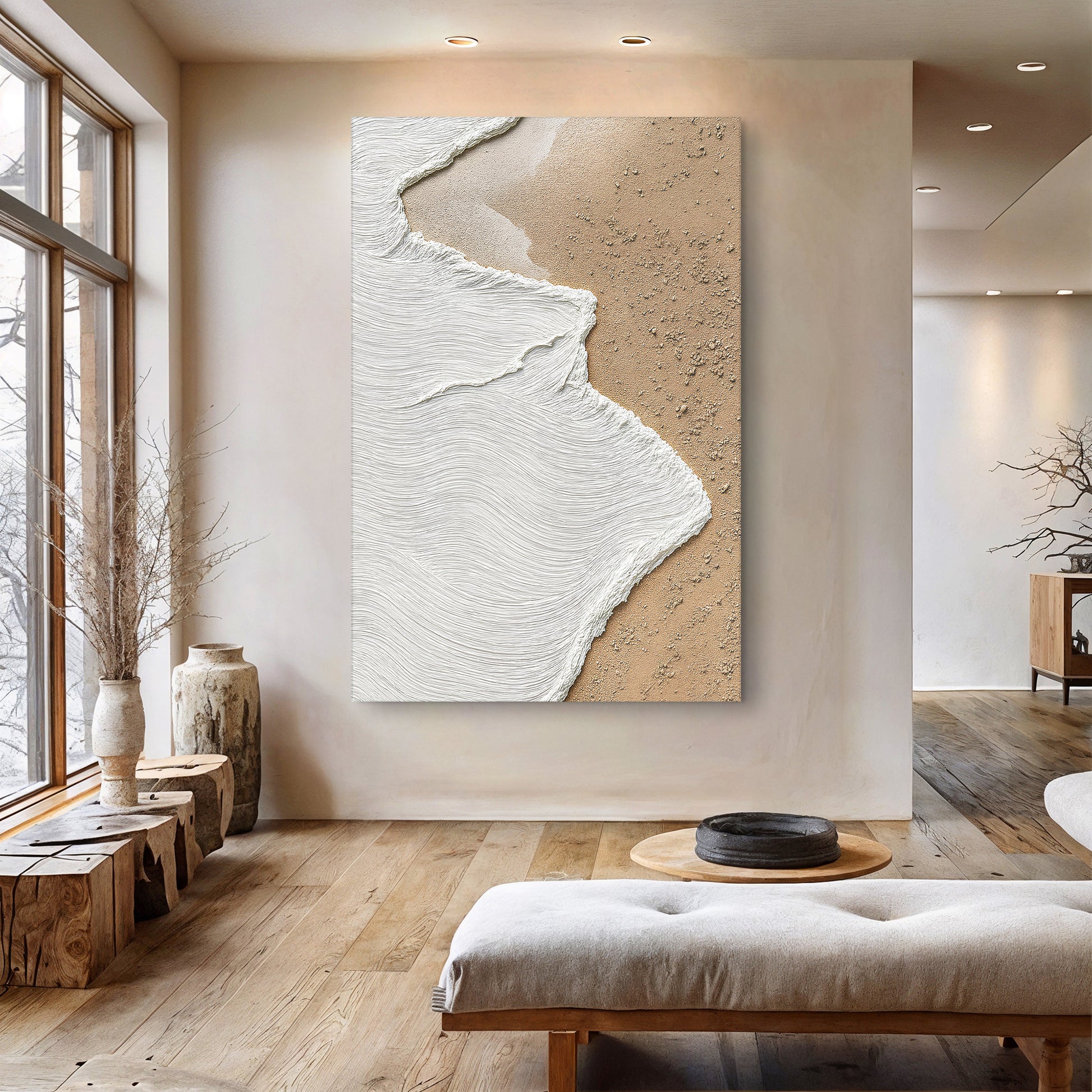 White Waves on Brown Sand Wall Art II