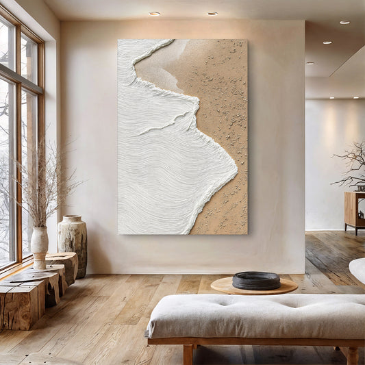 White Waves on Brown Sand Wall Art II