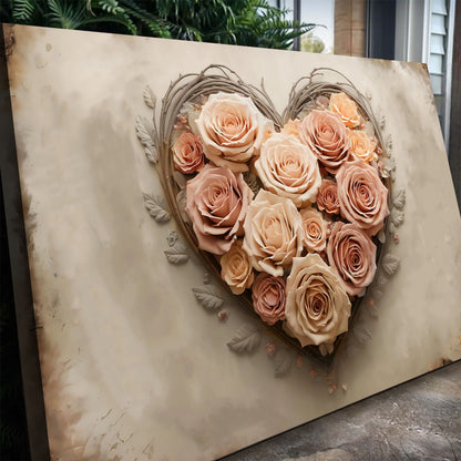 3D Floral Heart Wall Art III