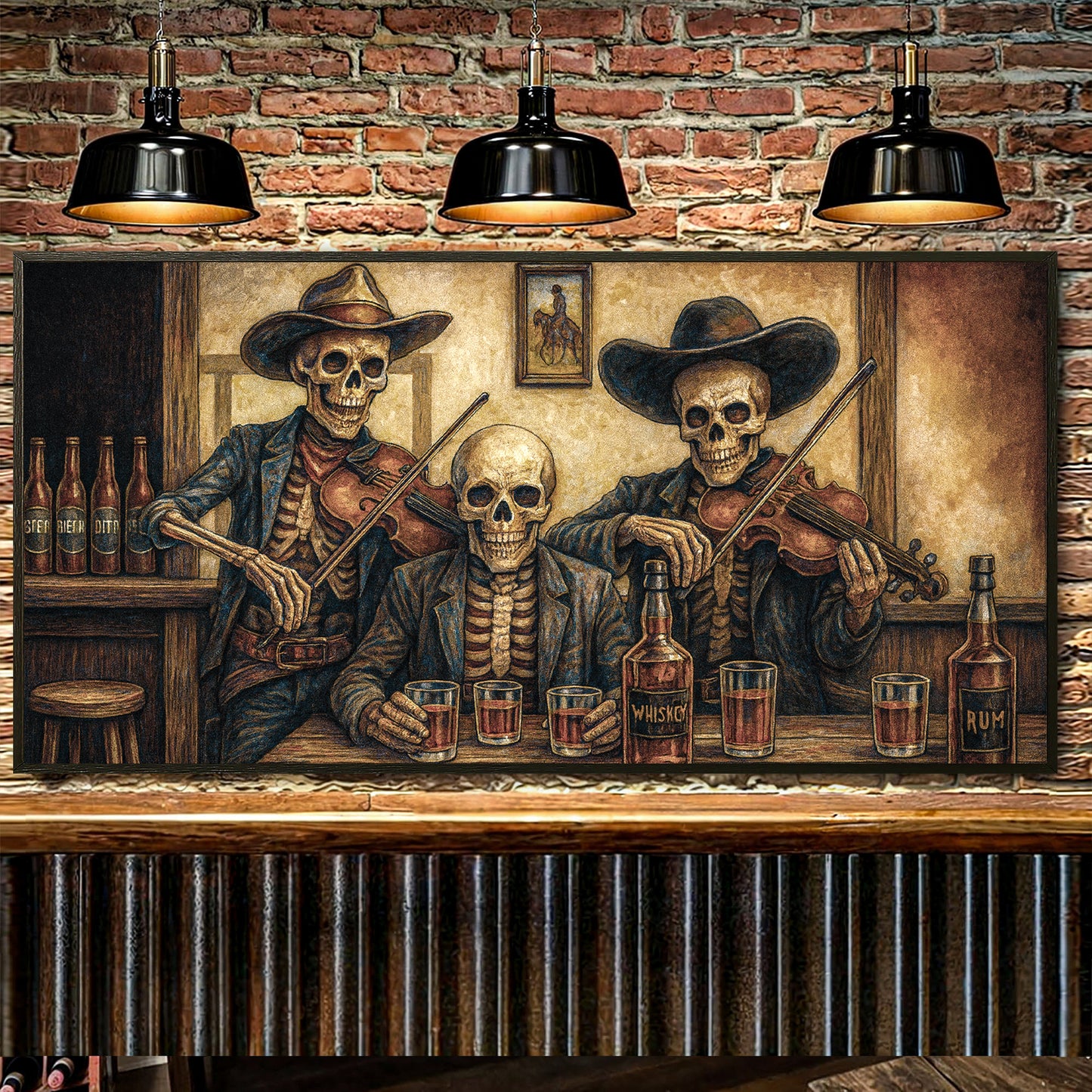 Cowboy Skeletons Western Bar Wall Art