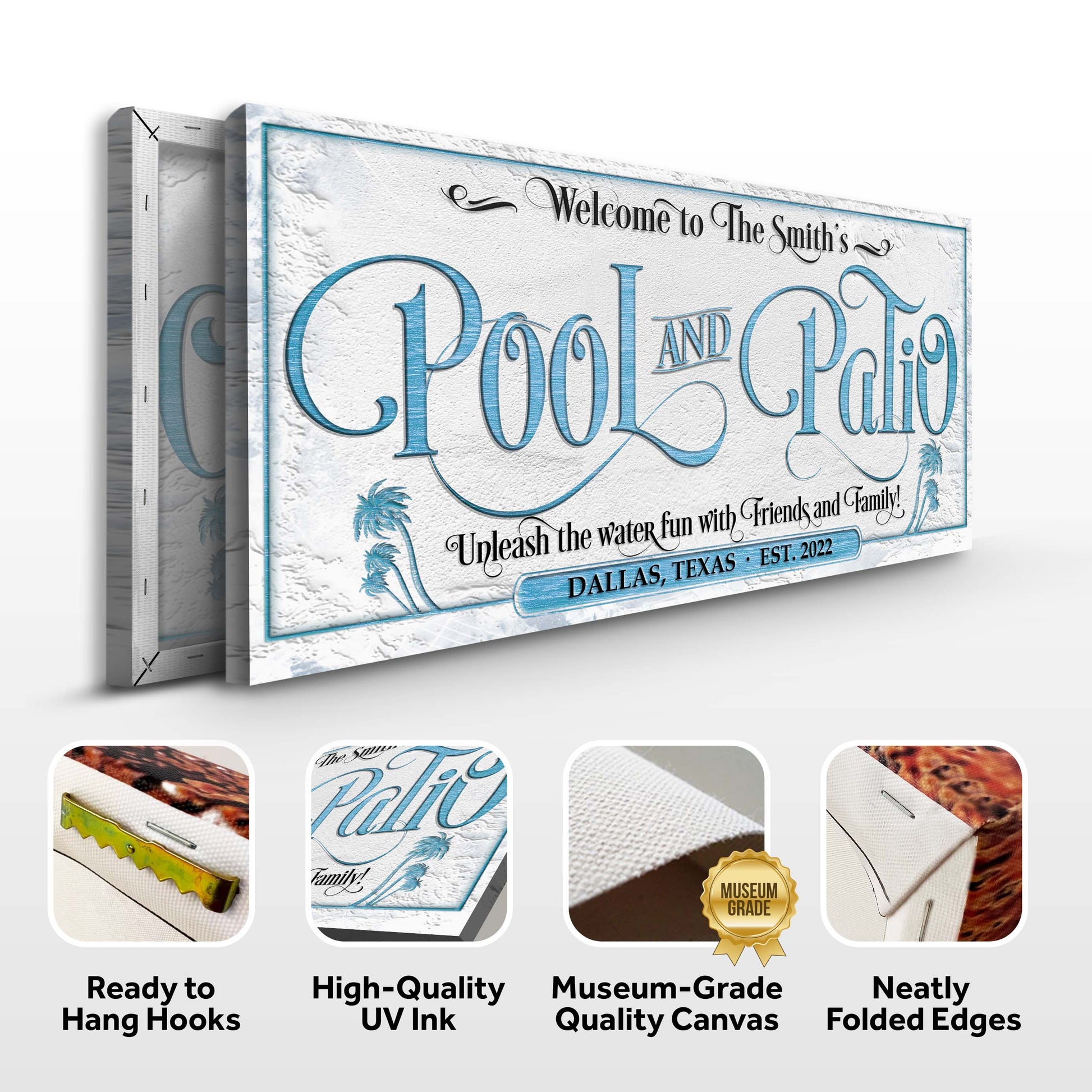 Personalized Pool & Patio Sign  Specs - Image by Tailored Canvases