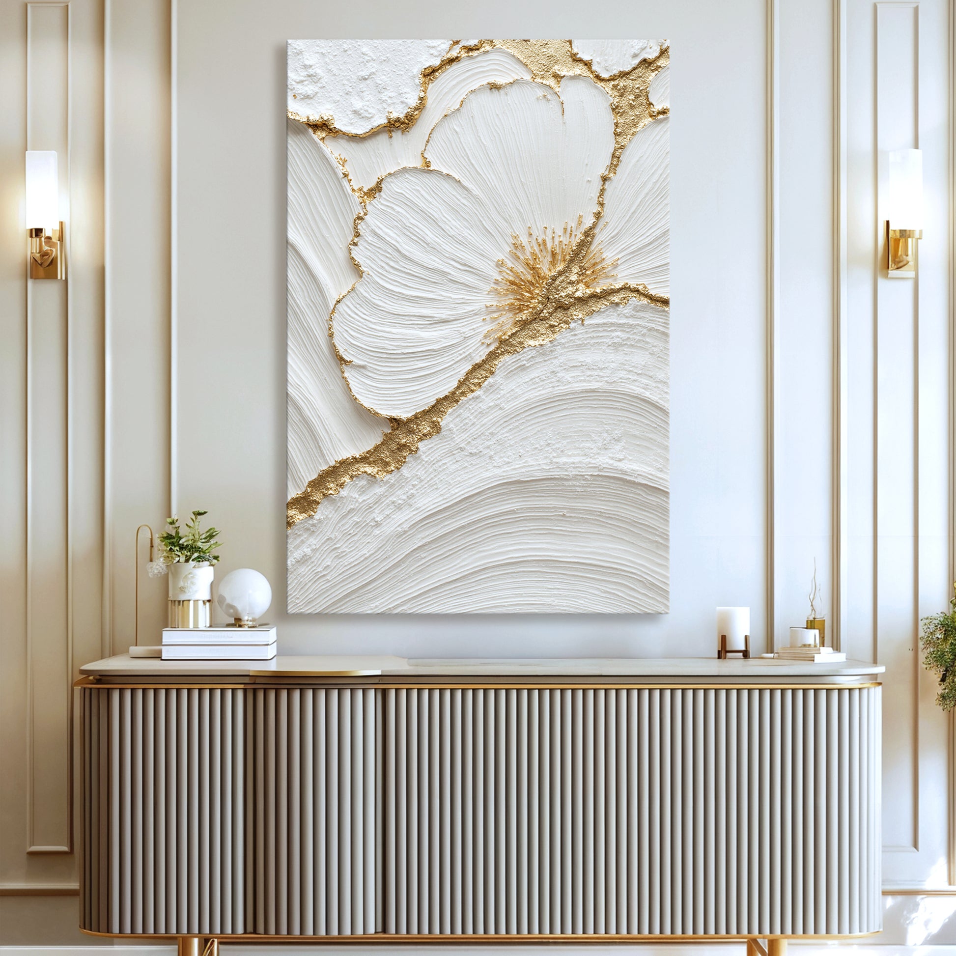 Abstract Golden Floral Patterns Wall Art