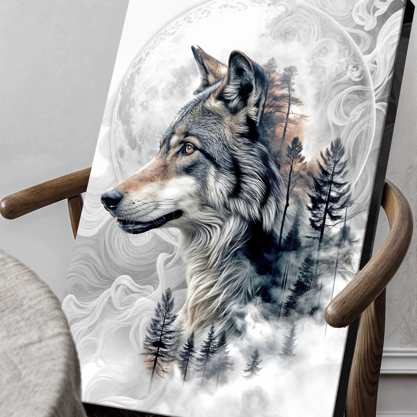 Wolf Double Exposure Wall Art