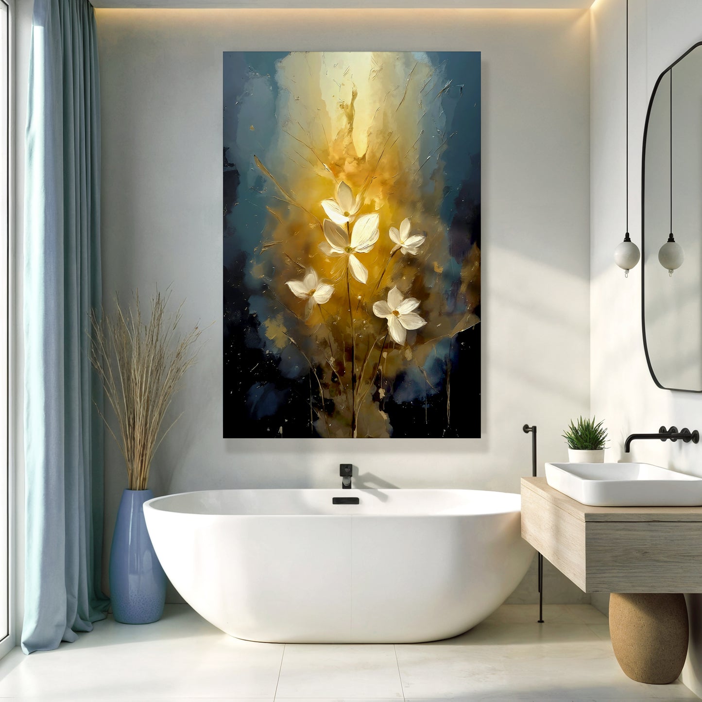 Golden Glow Elegant Flower Wall Art