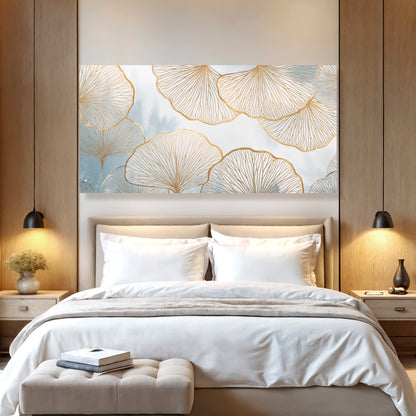 Gold Ginkgo Leaf Silhoutte Wall Art
