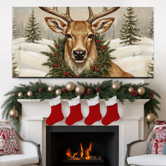 Vintage Christmas Deer Wall Art