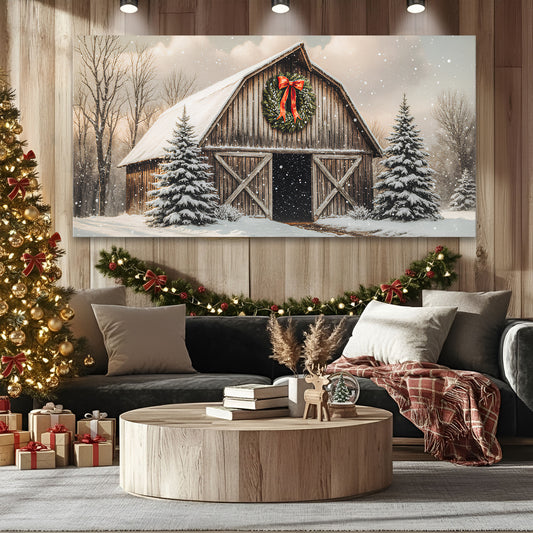 Vintage Christmas Barn Wall Art