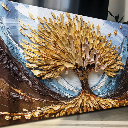 Golden Resilience Impasto Wall Art