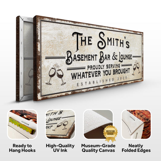 Personalized Basement Bar Sign: Rustic Modern Decor for Your Home Bar – Perfect Last Minute Anniversary Gift for Him