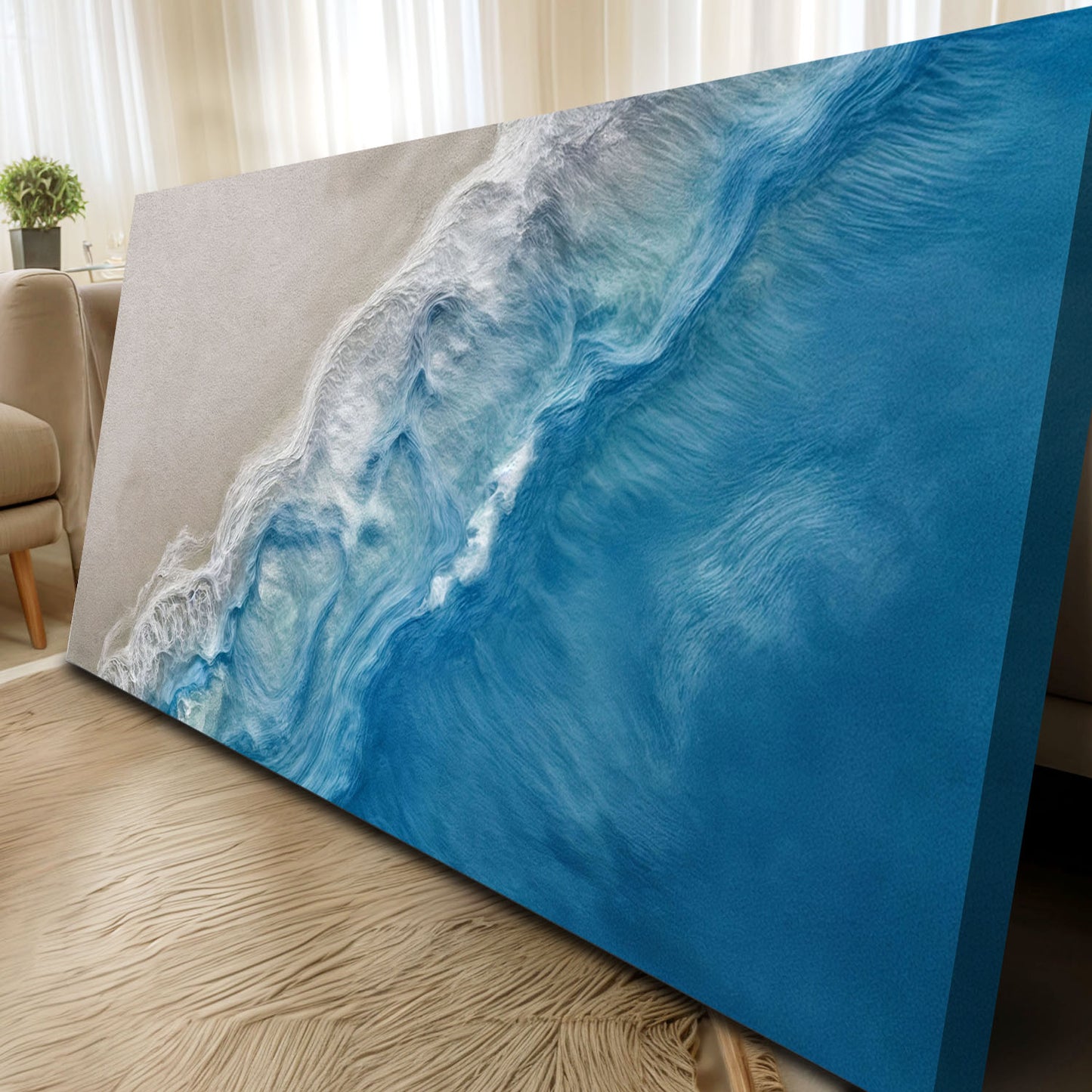 White Sea Waves Abstract Wall Art
