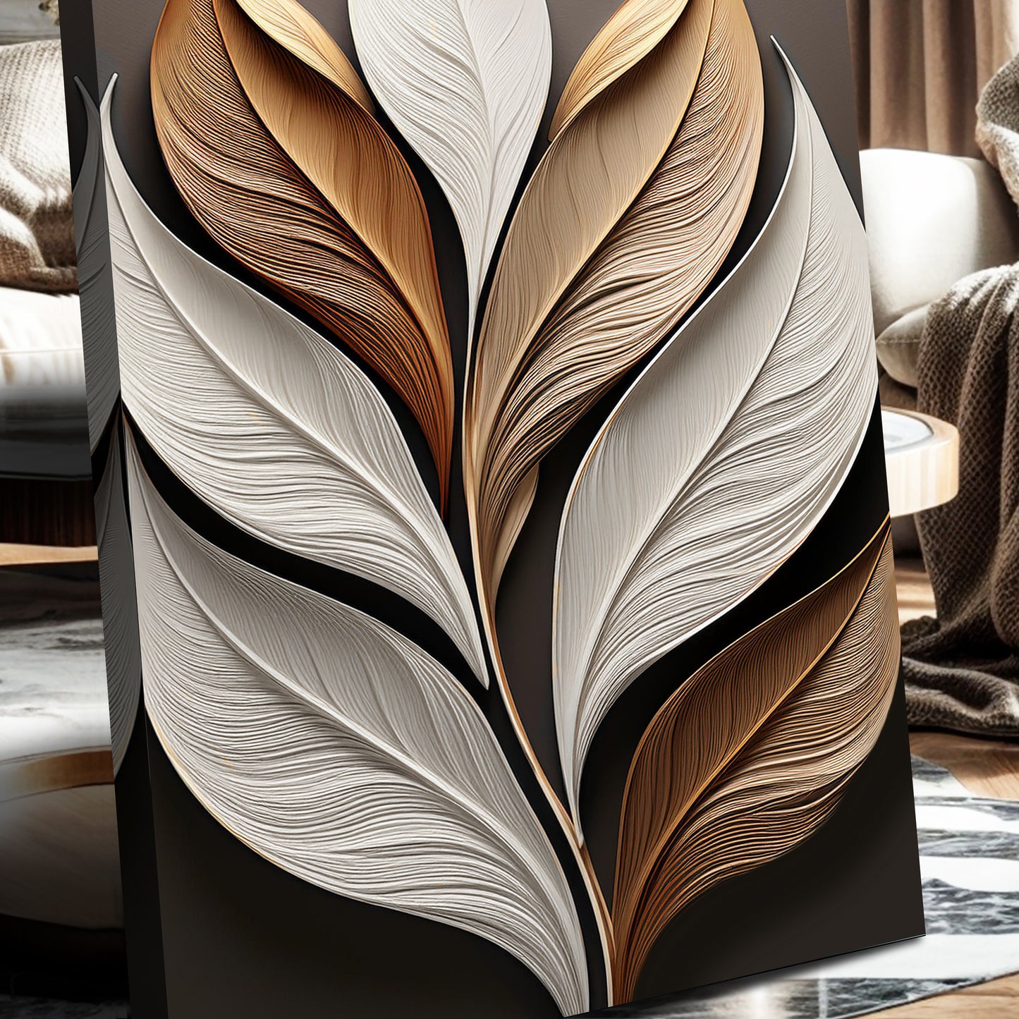 Elegant 3D Textured Leaf Wall Art