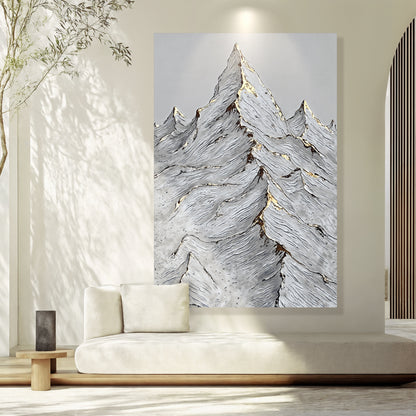 Golden Frozen Peaks Abstract Wall Art