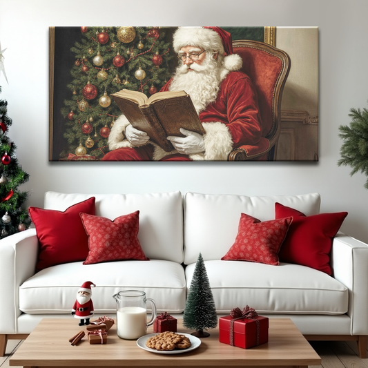 Vintage Santa Reading Wall Art