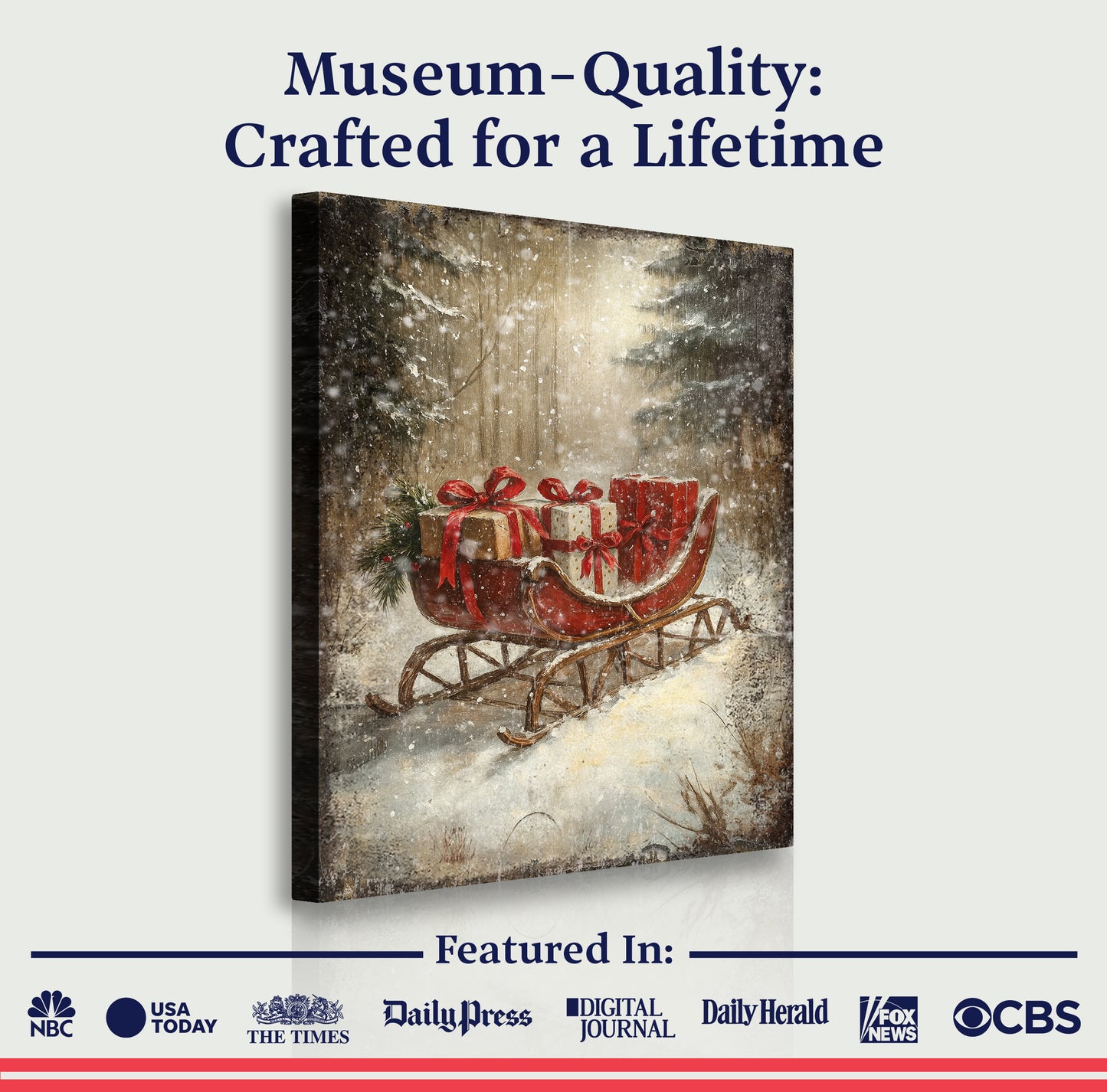 Vintage Christmas Sleigh Sled Wall Art VII