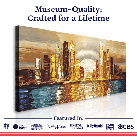 Golden Metropolis Abstract Impasto Wall Art
