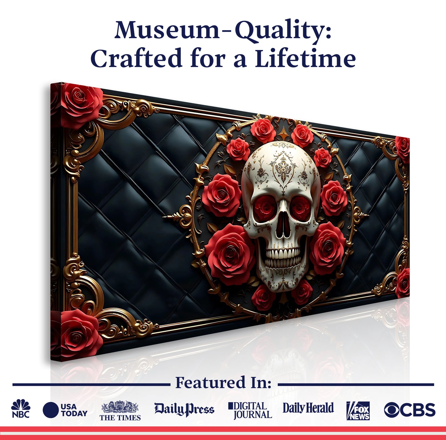 3D Rose and Skull Wall Art VII