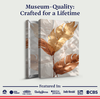 Golden Leaf Abstract Wall Art