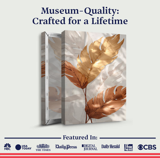 Golden Leaf Abstract Wall Art