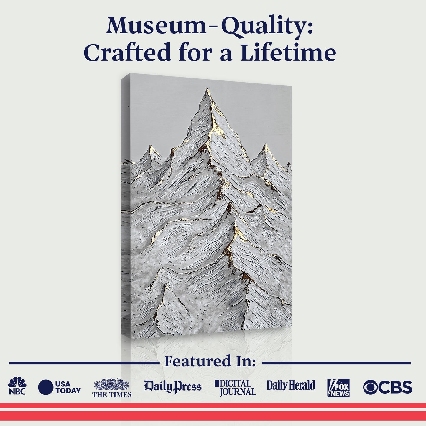 Golden Frozen Peaks Abstract Wall Art