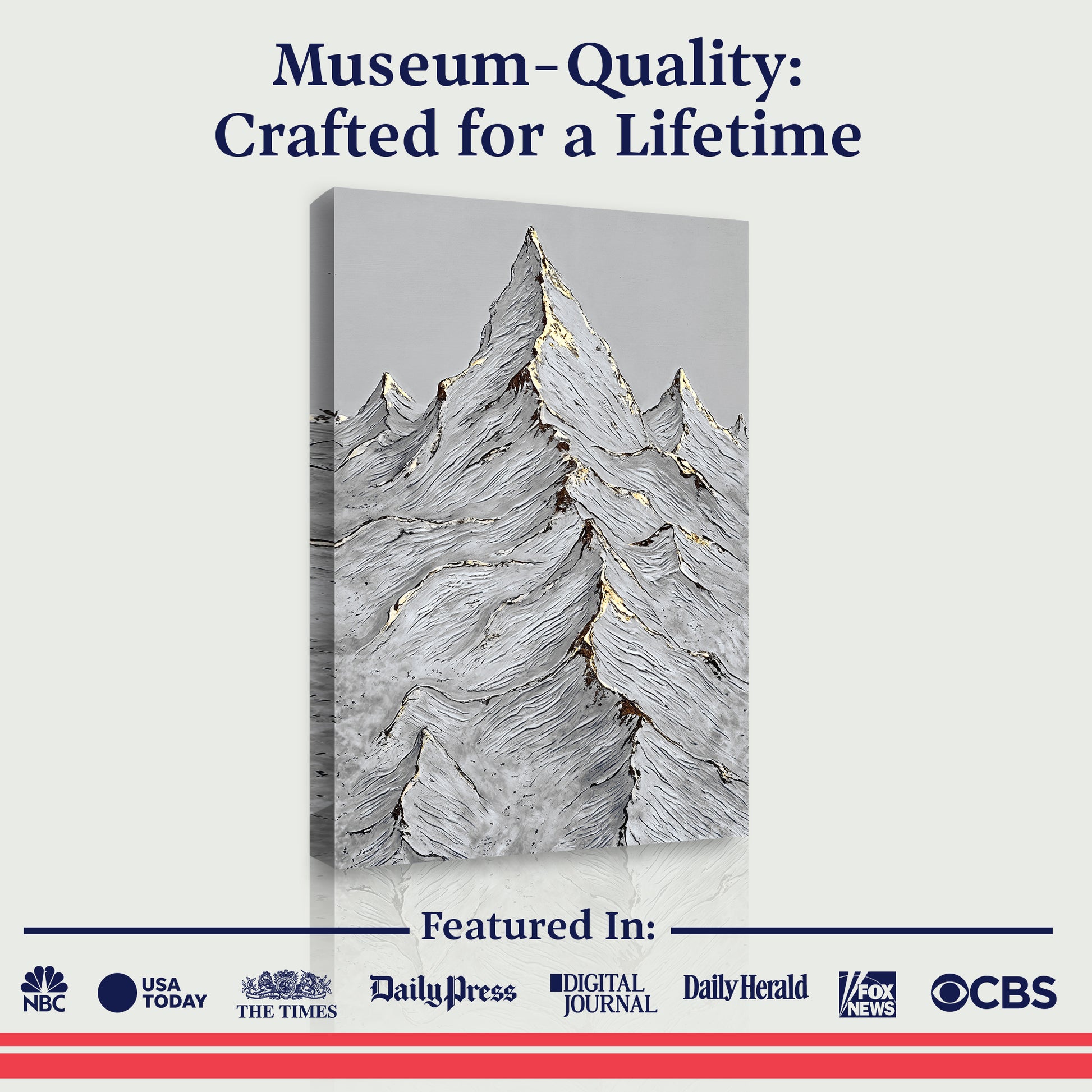 Golden Frozen Peaks Abstract Wall Art