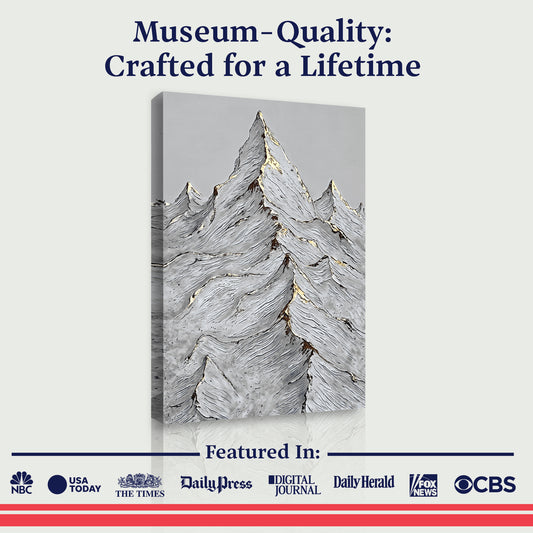 Golden Frozen Peaks Abstract Wall Art