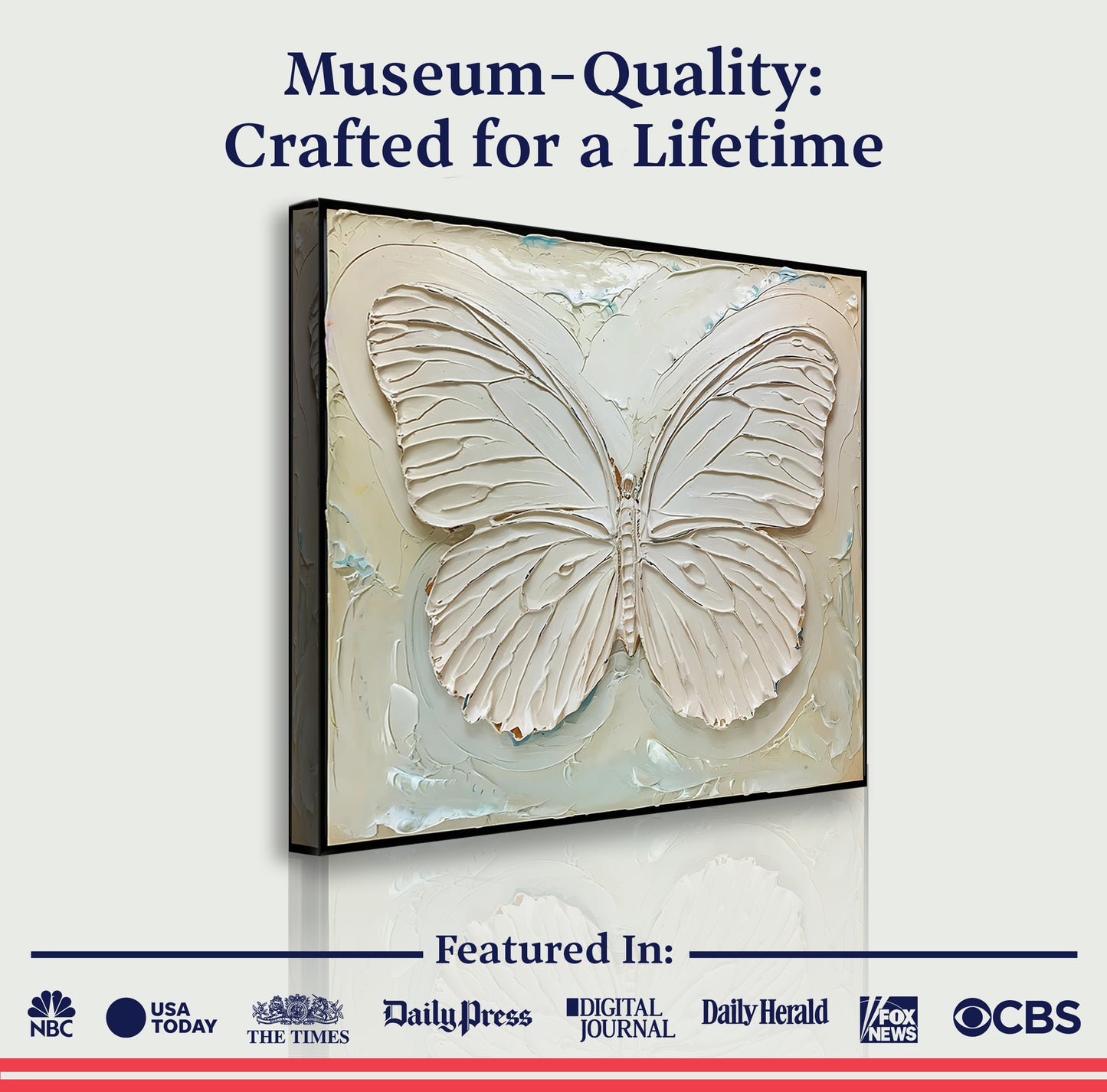 3D White Butterfly Wall Art